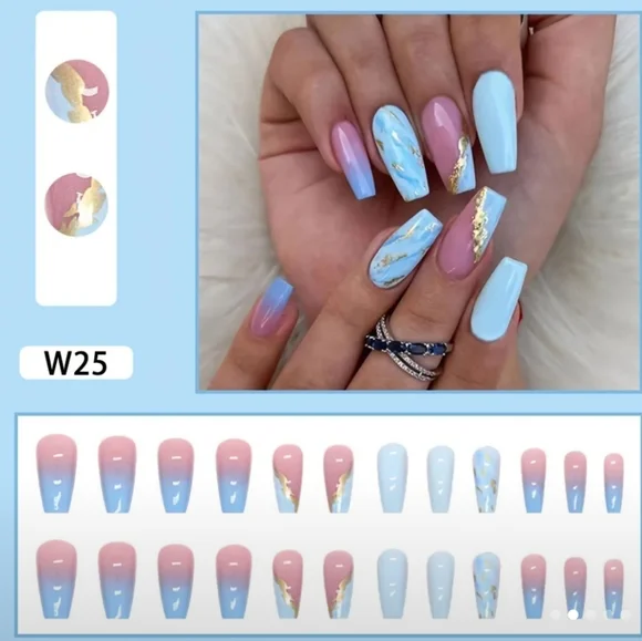 Blue Marble Press-on Nail Set - Picture 2 of 4